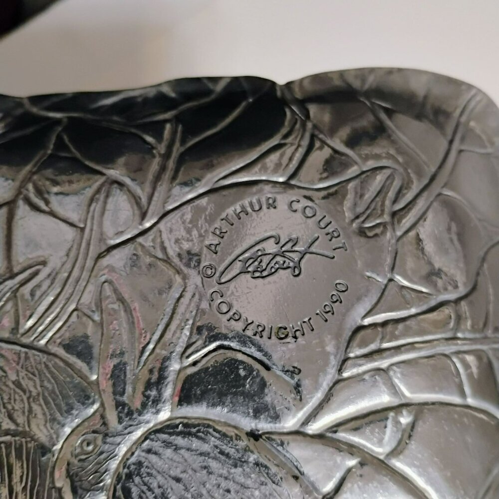 Arthur Court Bunny Rabbit Tray Serving Platter & Dish 1990s Lot of 2 Aluminum - Picture 5 of 11